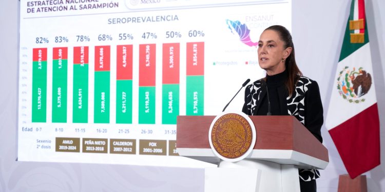 Claudia Sheinbaum hace llamado a mantener la calma; hay 28 millones de vacunas contra el sarampión