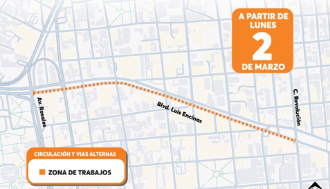Dará Gobierno de Hermosillo mantenimiento en tramo de bulevar Luis Encinas entre Rosales y Revolución