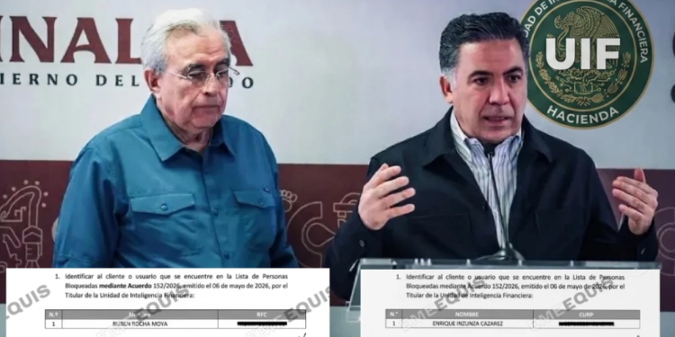 Notifica UIF a bancos congelamiento de cuentas de Rocha e hijos, Inzunza y otros implicados