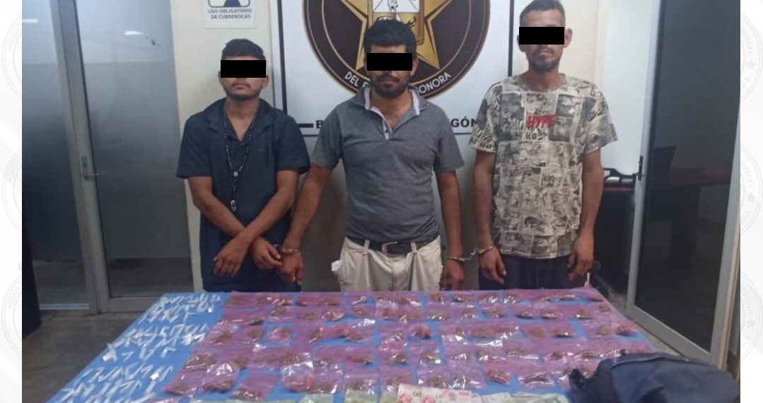 Detienen AMIC y DEFENSA a tres personas con narcótico en San Ignacio Río Muerto