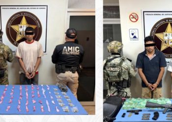 Capturan AMIC, SEDENA y SEMAR a siete personas con droga, armas y vehículo robado en Cajeme