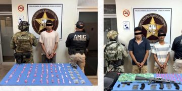 Capturan AMIC, SEDENA y SEMAR a siete personas con droga, armas y vehículo robado en Cajeme