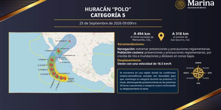 Emite Protección Civil Alerta Azul por la cercanía del huracán Polo