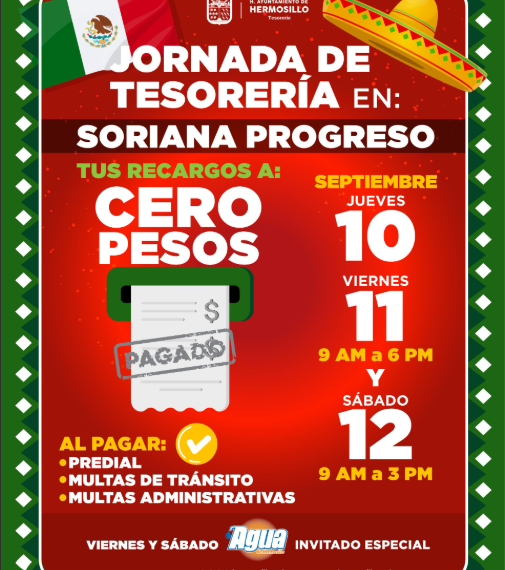Invita Gobierno de Hermosillo a aprovechar Jornada de Tesorería con recargos a Cero Pesos