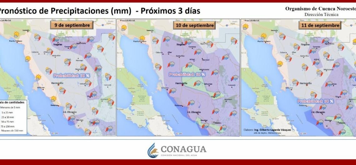 Protección Civil Sonora pronostica más lluvias y altas temperaturas en los próximos días