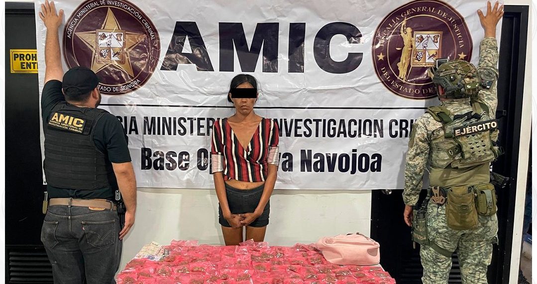 Capturan AMIC y DEFENSA a mujer con narcótico marihuana en Navojoa